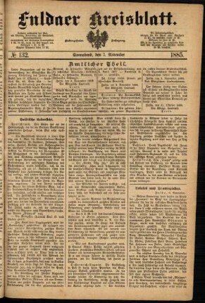 Ausgabe vom Samstag, den 07. November 1885.