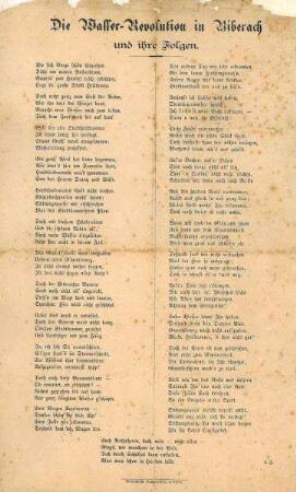 Gedicht "Die Wasser-Revolution in Biberach und ihre Folgen" von F. J.