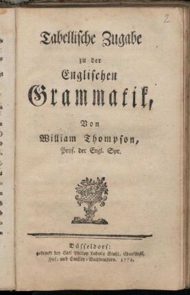 Tabellische Zugabe zu der Englischen Grammatik