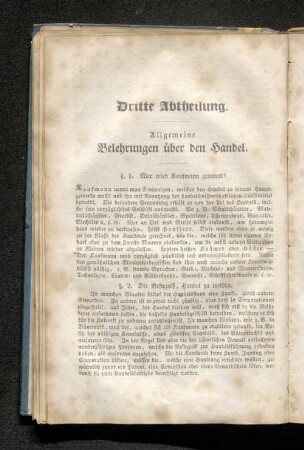 Dritte Abtheilung. Allgemeine Belehrungen über den Handel.