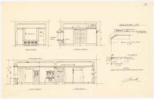 Einfamilienwohnhaus, Berlin-Nikolassee: Aufriss der vier Wohnzimmerwände 1:50; Details der Zimmerdecke 1:50; Details der Zimmerdecke 1:10