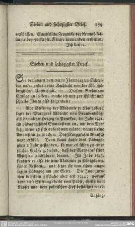 Sieben und sechszigster Brief