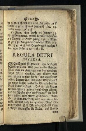 Regula Detri: Inversa