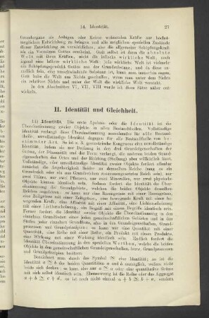 II. Identität und Gleichheit.