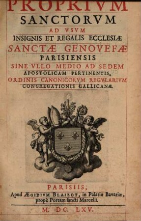Proprium ecclesiae S[anctae] Genovefae Parisiensis