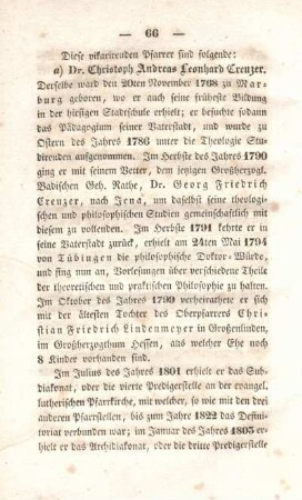 a) Dr. Christoph Andreas Leonhard Creuzer.