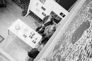 Freiburg: Ausstellungskoje [-nische] mit Raketenmodellen