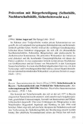 325-331, Prävention mit Bürgerbeteiligung (Selbsthilfe, Nachbarschaftshilfe, Sicherheitswacht u.a.)