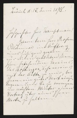 Brief von Maria Avenarius an Gerhart Hauptmann