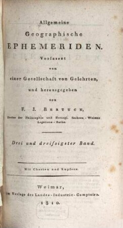 Allgemeine geographische Ephemeriden. 33. 1810