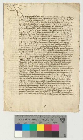 Bürgermeister und Ratsmannen der Stadt Lüneburg urkunden über die für 6166 Mark 10 Schilling Lübische Pfennige von den Bürgermeistern und Ratsmannen der Stadt Bremen auf 6 Jahre erworbenen Pfandschaft des Schlosses Langwedel.