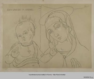 Madonna mit Christuskind im Segensgestus (nach dem Madonnenbildnis von Giovanni Santo in der Galleria Nazionale in Urbino)