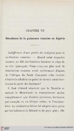 Chapitre VII: Décadence de la puissance romaine en Algérie