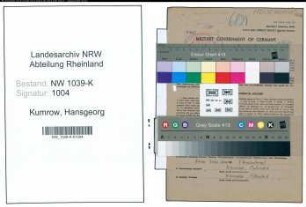 Entnazifizierung Hansgeorg Kumrow , geb. 13.01.1920 (Angestellter)