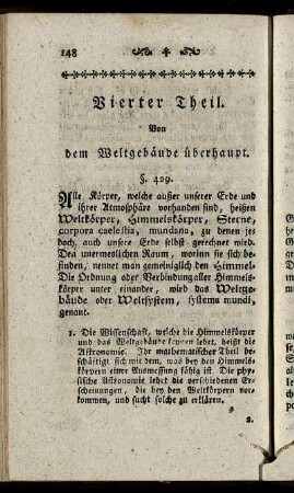 Vierter Theil. Von dem Weltgebäude überhaupt.