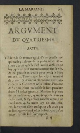 Argument du Quatriesme Acte.