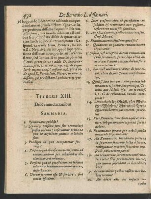 Titulus XIII. De Renunciationibus.