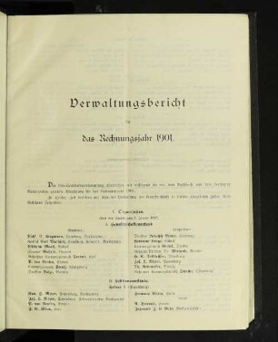Verwaltungsbericht für das Rechnungsjahr 1901.