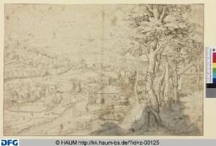 Landschaft mit Flötenspieler