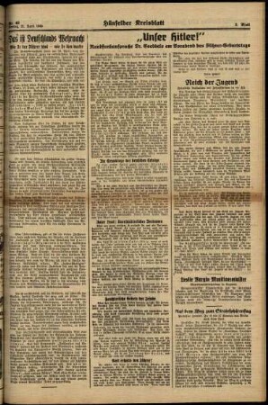 Zweite Ausgabe vom Freitag, den 21. April 1939.
