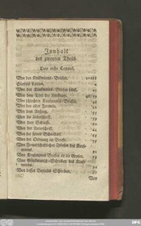 Innhalt des zweyten Theils.