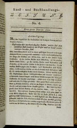 Leipziger Kunst- und Buchhandlungs-Zeitung. No. 6. Den 4ten Junius 1790.