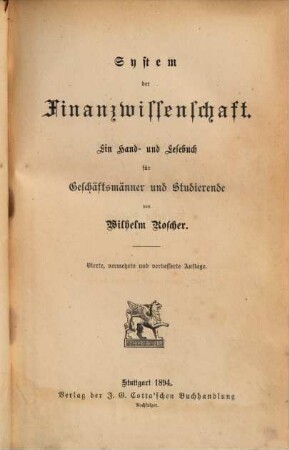 System der Volkswirthschaft : ein Hand- und Lesebuch für Geschäftsmänner und Studierende, 4