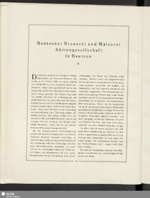 Bautzener Brauerei und Mälzerei Aktiengesellschaft in Bautzen