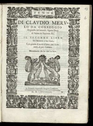 Claudio Merulo: Il secondo libro de motteti à sei voci ... Tenore