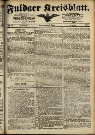 Ausgabe vom Dienstag, den 05. April 1910.