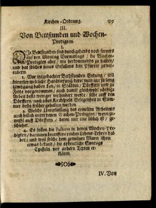 III. Von Bettstunden und Wochen-Predigten.