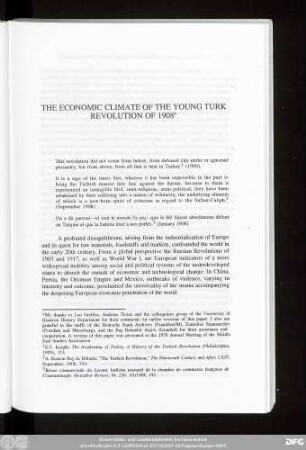 The Economic Climate Of The Young Turk Revolution Of 1908