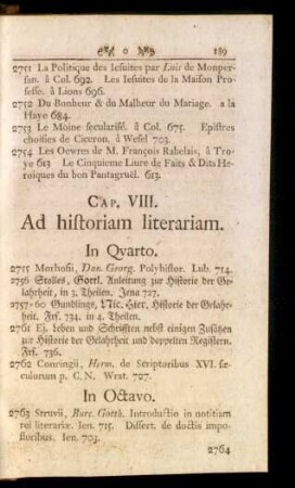 Cap. VIII. Ad historiam literariam.