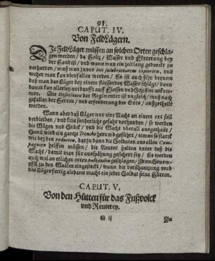 Caput. IV. Von FeldLägern.