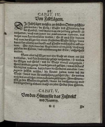Caput. IV. Von FeldLägern.
