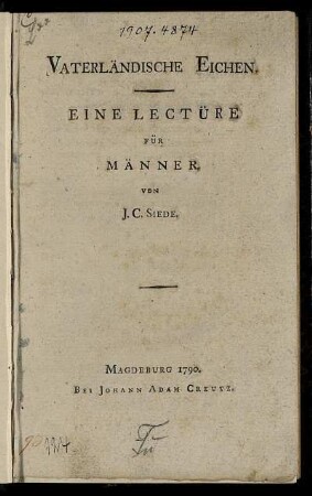 Vaterländische Eichen : Eine Lectüre Für Männer