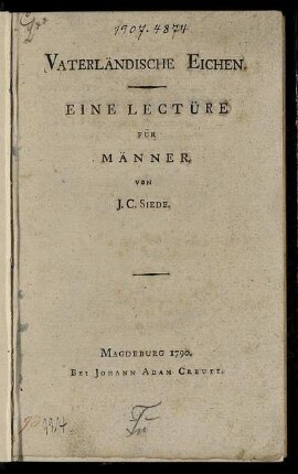 Vaterländische Eichen : Eine Lectüre Für Männer