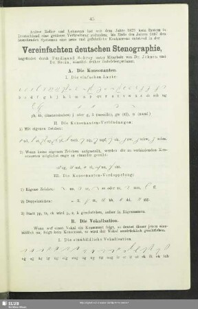 ... Vereinfachten deutschen Stenographie ...