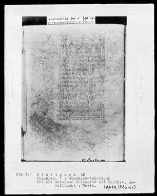 Das Eberhardgebetbuch — Muttergottes mit dem Jesuskind gerahmt von einer Vollbordüre, Folio 42verso