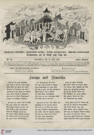 No. 20, Frankfurt a. M., 28. Mai 1861, Zweiter Jahrgang