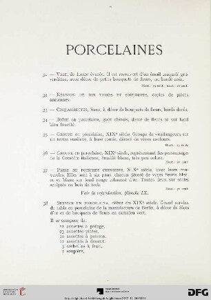 Porcelaines (Nr. 31-43)