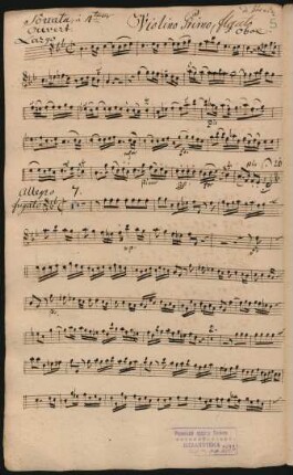 Violino primo, Flauto ò Oboe