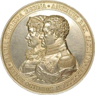 König Anton von Sachsen - Huldigung des Königspaares