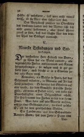 V. Neueste Erfindungen und Entdeckungen.