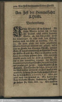 Am Fest der Himmelfahrt Christi