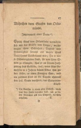 Mährchen vom Grafen von Orlamünde