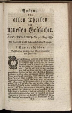 XXXV. Nachl. Coburg, den 30. Aug. 1755.