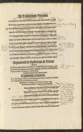 Argumentum in Epistolam ad Titum Incipit.