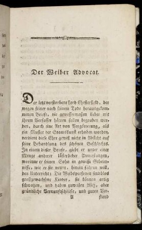 Der Weiber Advocat.