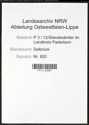 Heiratsregister Standesamt Delbrück